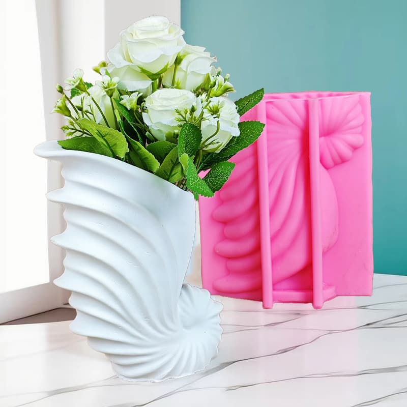 New Parrot Conch Vase Silicone Mold DIY Shell Vase Home Decoration Concrete Plaster Mold