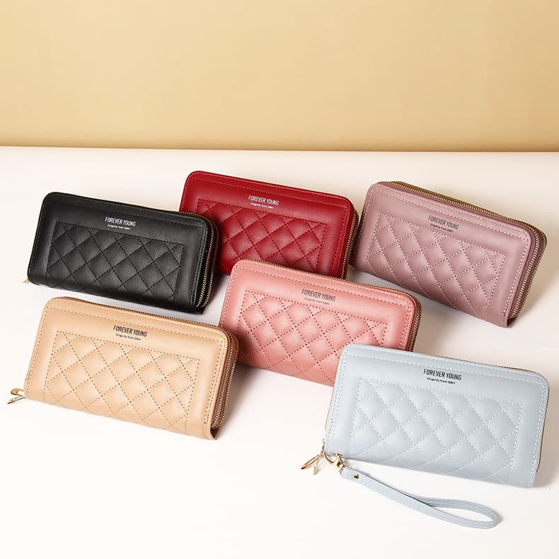 Export Hot 2025 New Women's Long Wallet, Premium Double Zipper Money Clip, Large Capacity Card Case Phone Bag