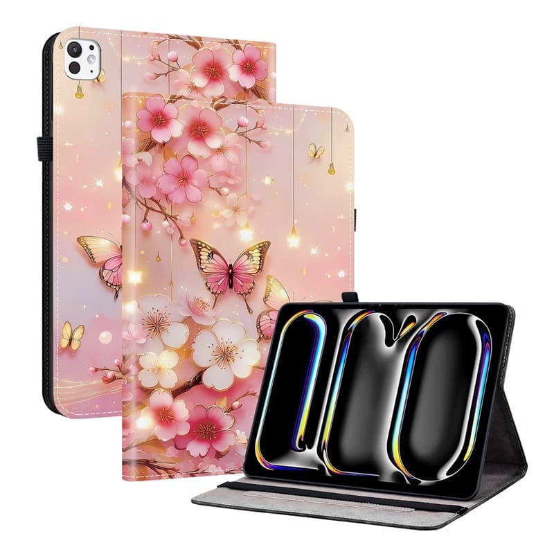 Suitable for iPad Pro 13 2025 13-inch tablet leather case Cross-border flower and animal painted tablet protective case