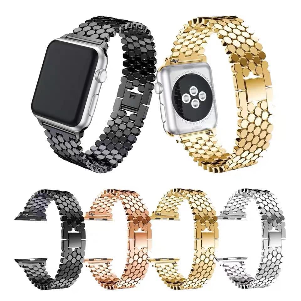 Compatible with Apple iWatch 8/7/6/SE/5/4/3 generation Apple Watch fish scale pattern honeycomb metal starlight color strap