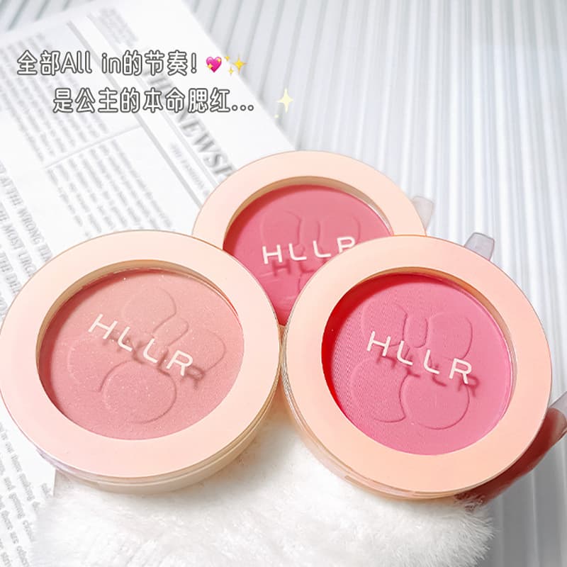 HLLR Single-Color Soft Matte Blush Powder, Matte Finish, Brightening, Contouring, Expanding Color, Daily Peach Pink
