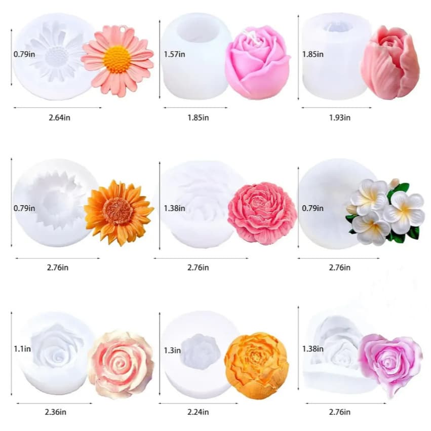 Peony Rose Tulip Flower Egg Scented Candle Silicone Mold DIY Baking Plaster Mold