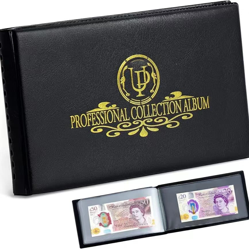 20-page banknote collection book flip-top dollar commemorative banknote storage book transparent PVC inner page double-sided pocket banknote book