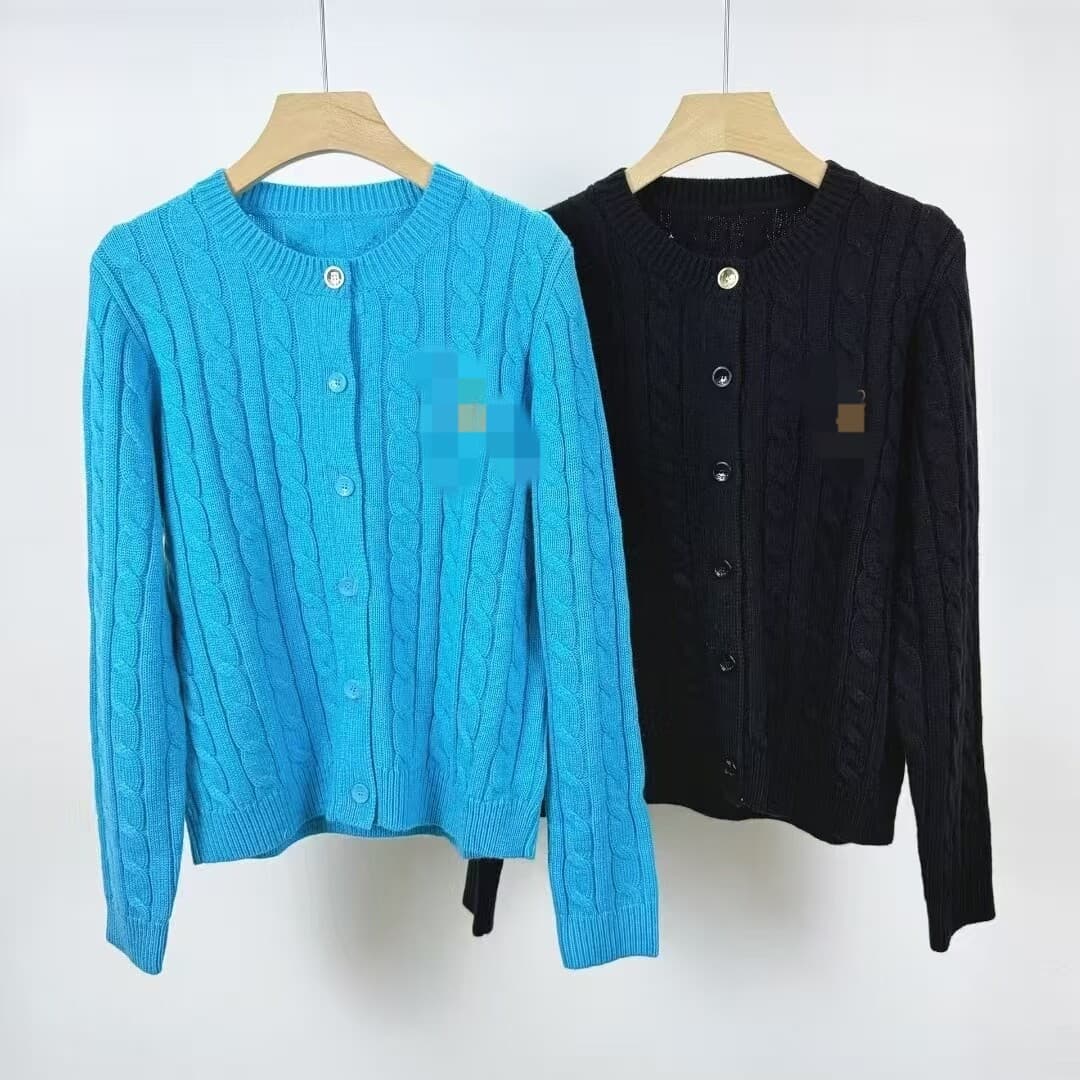 Nanyou Luojia Classic Wool Embroidered Twist Long Sleeve Knitted Cardigan Feminine Round Neck Versatile Cardigan Jacket