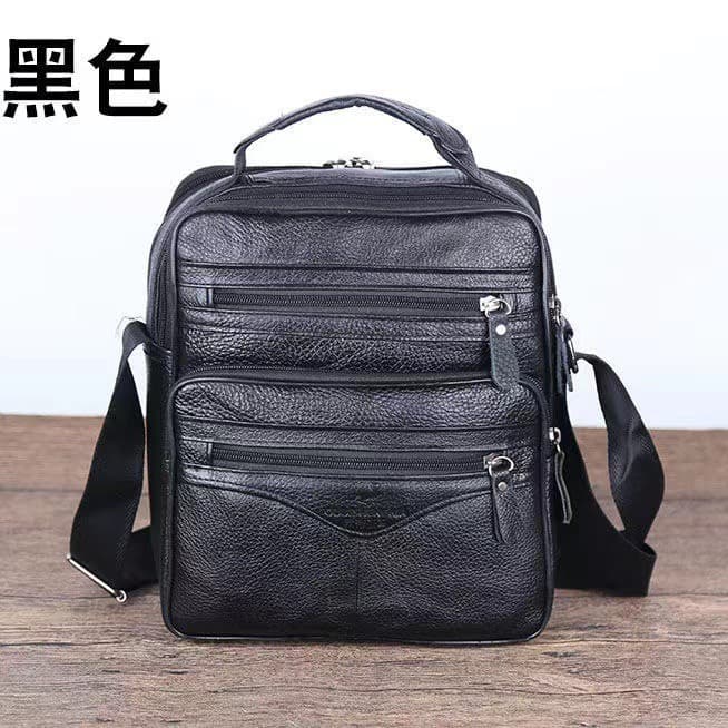 Factory Direct Genuine Leather Men's Top Layer Cowhide Shoulder Bag Crossbody Bag A4 Paper Document Bag Large Handbag Storage Bag