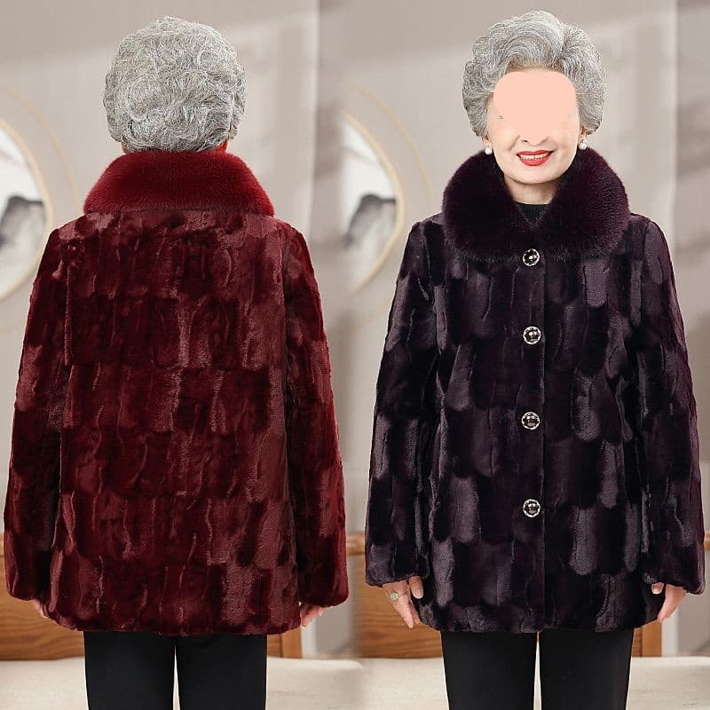 Winter Coat for Elderly Women, Plus Size Fleece-Lined Cardigan, Thickened Open-Front Jacket for Grandma, Autumn and Winter Style
