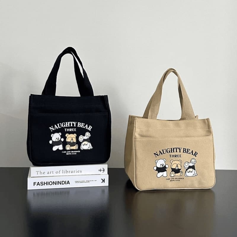 Wholesale Canvas Tote Bag Mommy Bag Simple Large Capacity Zipper Handbag for Students and Office Workers Thickened Lunch Bag