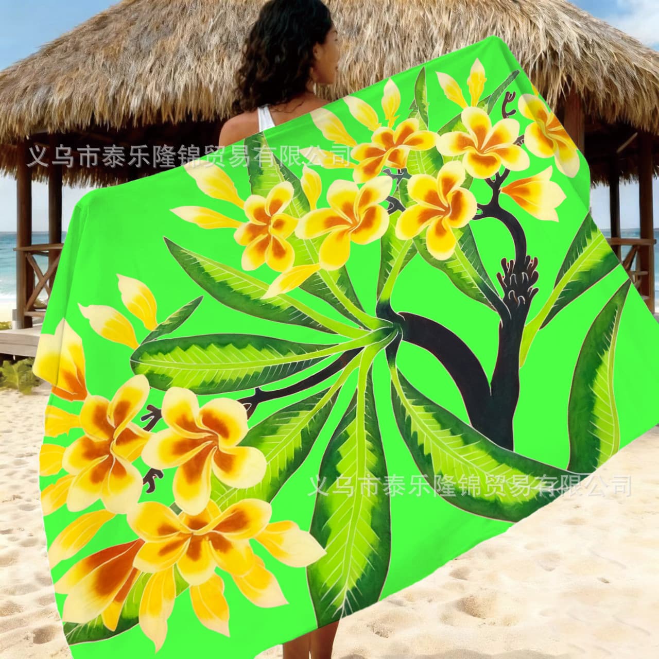 Hawaiian Islands and South Pacific Islands style hand-painted floral pattern synthetic cotton beach wrap skirt/skirt