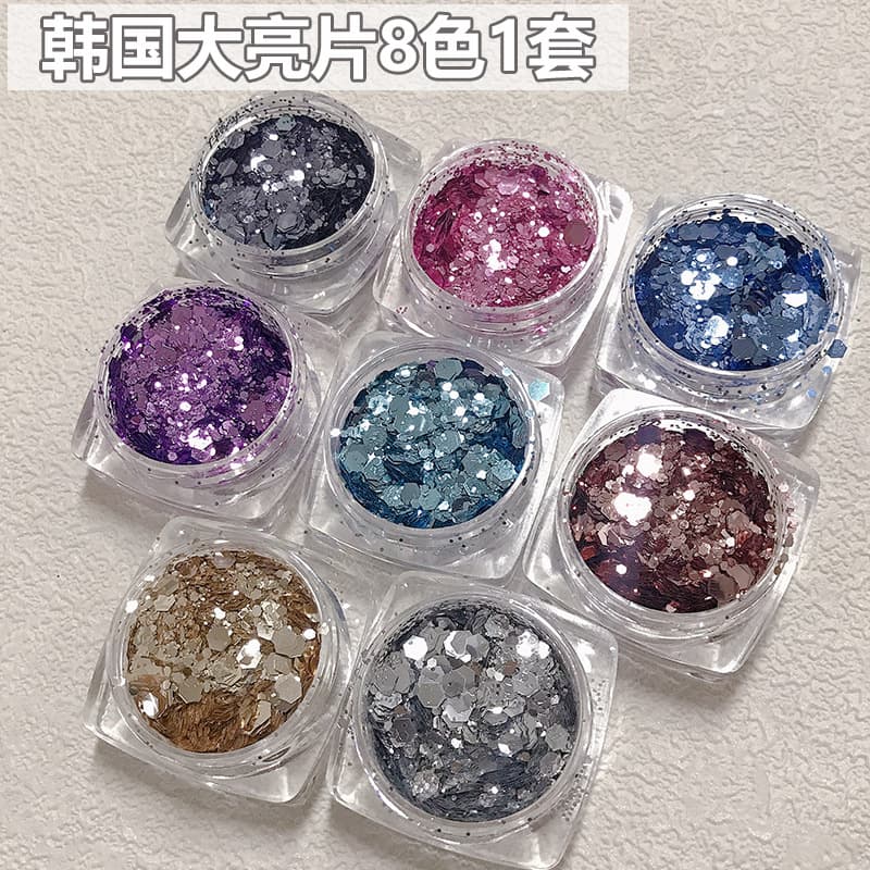 Colorful Gradient Nail Stickers Glittering Large Sequins Mermaid Champagne Deep Blue Nail Art Decorations for All Ages