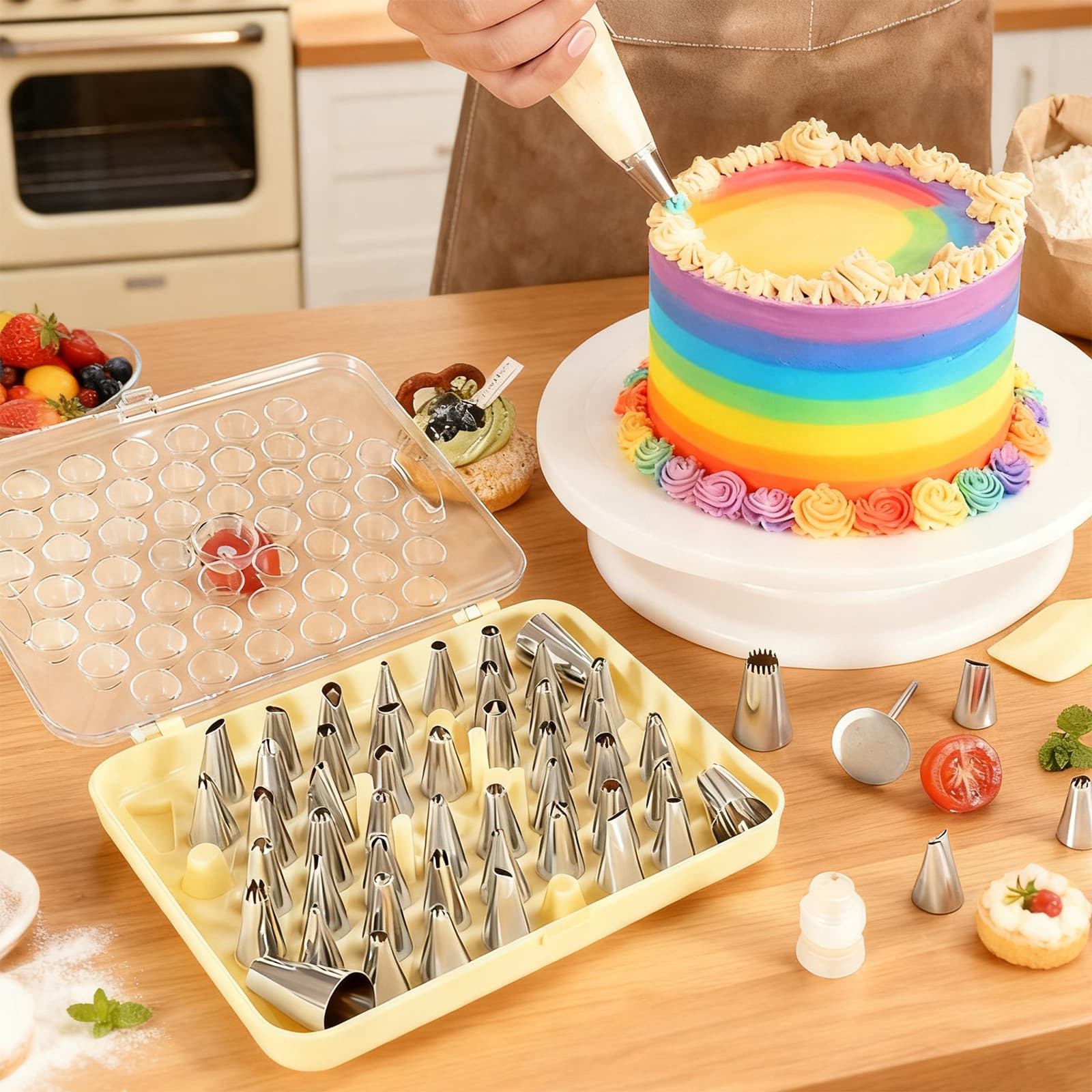 55-Piece Piping Nozzle Set Baking Tool Cream Cookie Nozzle Cake Decorating Tips Boxed Full Set Accessories