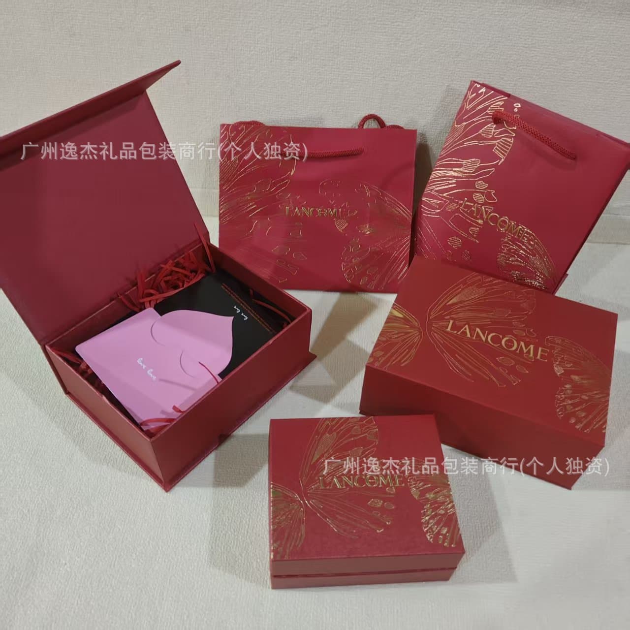 Lan Lipstick Red Perfume Gift Box Gift Bag Butterfly Kiss Packaging Box Packaging Gift Bag Gift Box Holiday Limited Edition