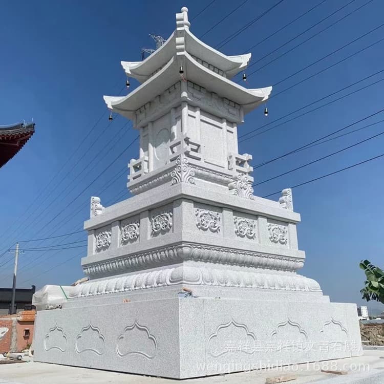 New Product Stone Pagoda, Temple Multi-tier Stone Carving Buddhist Pagoda Exquisite Pagoda, Granite Landscape Stone Pagoda Wenchang Pagoda