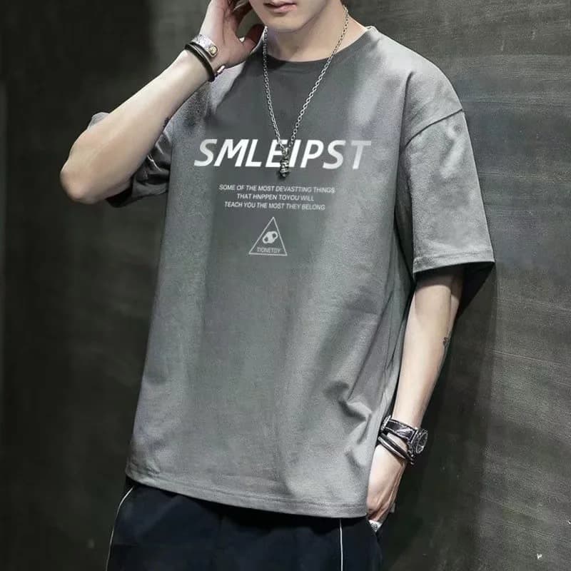 Men's Short Sleeve T-Shirt Summer Trendy Brand 2026 New Half Sleeve Plus Size Ice Silk Thin Quick-Dry Casual Top