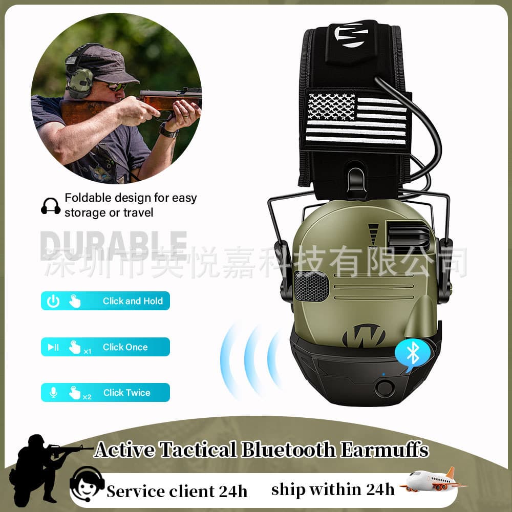 Bluetooth Adapter Tactical Pick-up Noise Canceling Headset Head-mounted Earmuffs Protective Earmuffs Tactical Headphones Shooting Outdoor