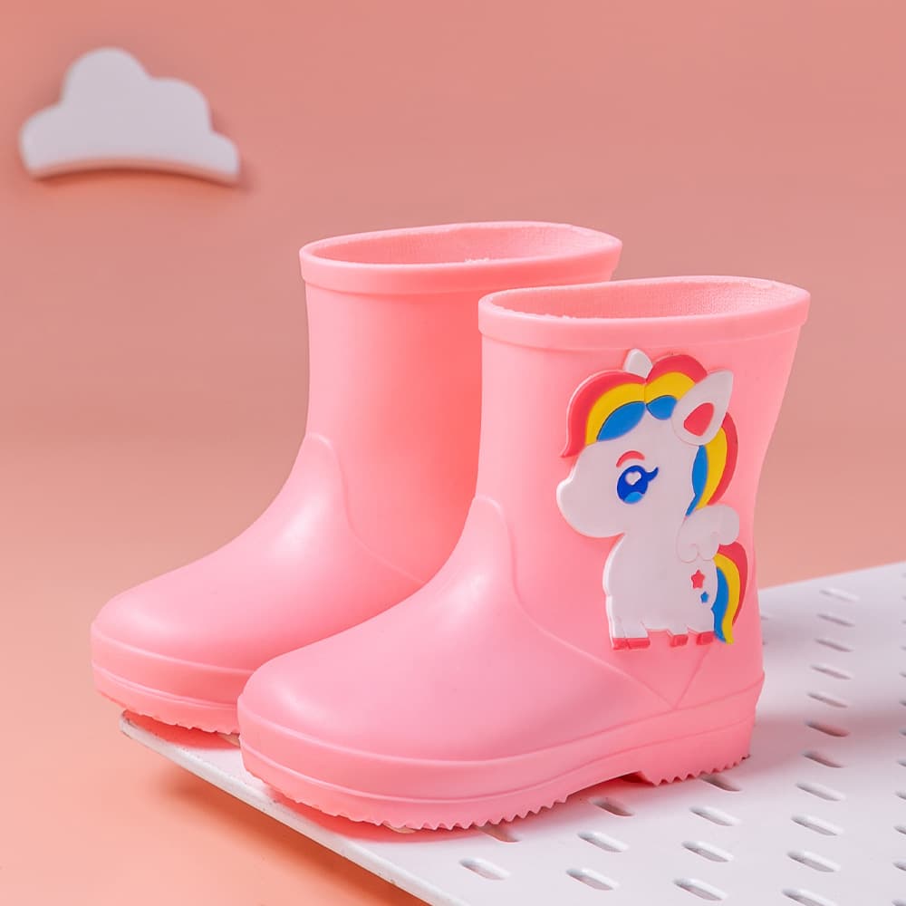 Children's Rain Boots, Cute Student Rain Boots for Toddlers, Cartoon Water Shoes for Babies Aged 1-7, Waterproof and Anti-slip