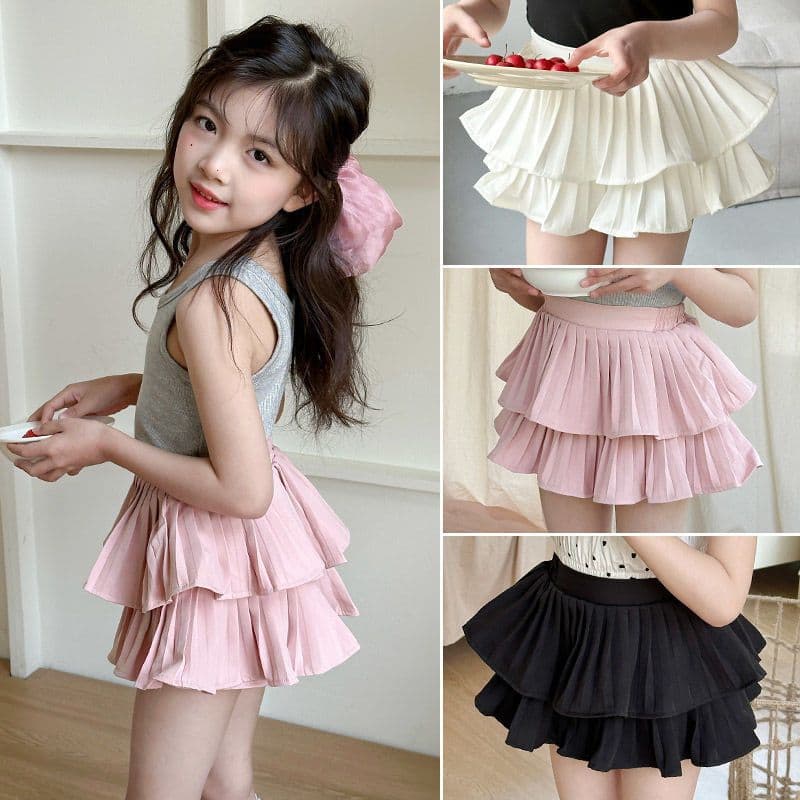 Girls' Cake Skirt Summer Princess Style Children's Skirt Baby Pleated Short Skirt Fashionable Trendy Summer Half Skirt