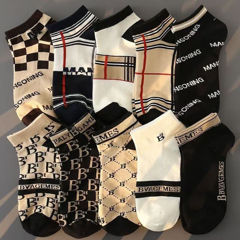 Men's Short Socks, Moisture-Wicking Thin Style, Ins Fashion Versatile High-Appearance Bagged Cool Anti-Odor Low-Cut Men's Boat Socks