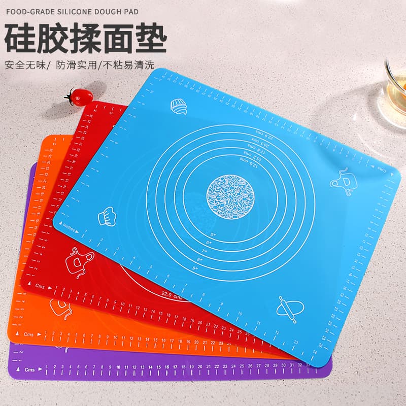 Cross-border New Style Silicone Kneading Dough Mat Large Extra Thick Kitchen Home Baking Tools High Temperature Resistant Pastry Board Set Wholesale