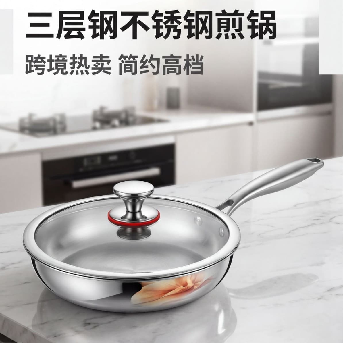 Uncoated Stainless Steel Frying Pan Steak Pan Cross-Border Non-Stick Pan Egg Pan German High-End Gift Pan Titanium Pan