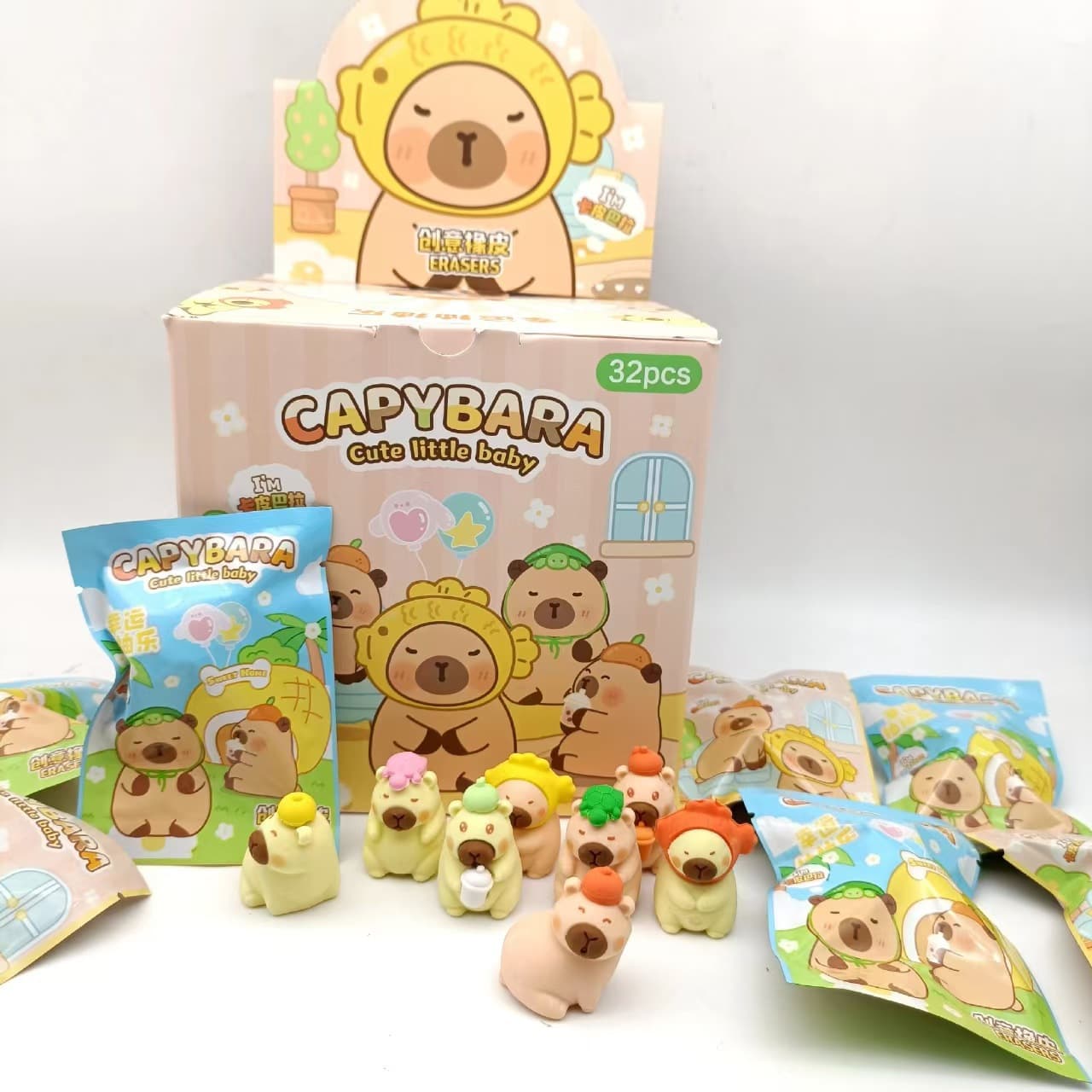 Capibala Surprise Blind Bag Eraser Student Cute Capybara Shape Rubber Children's Learning Stationery Prize