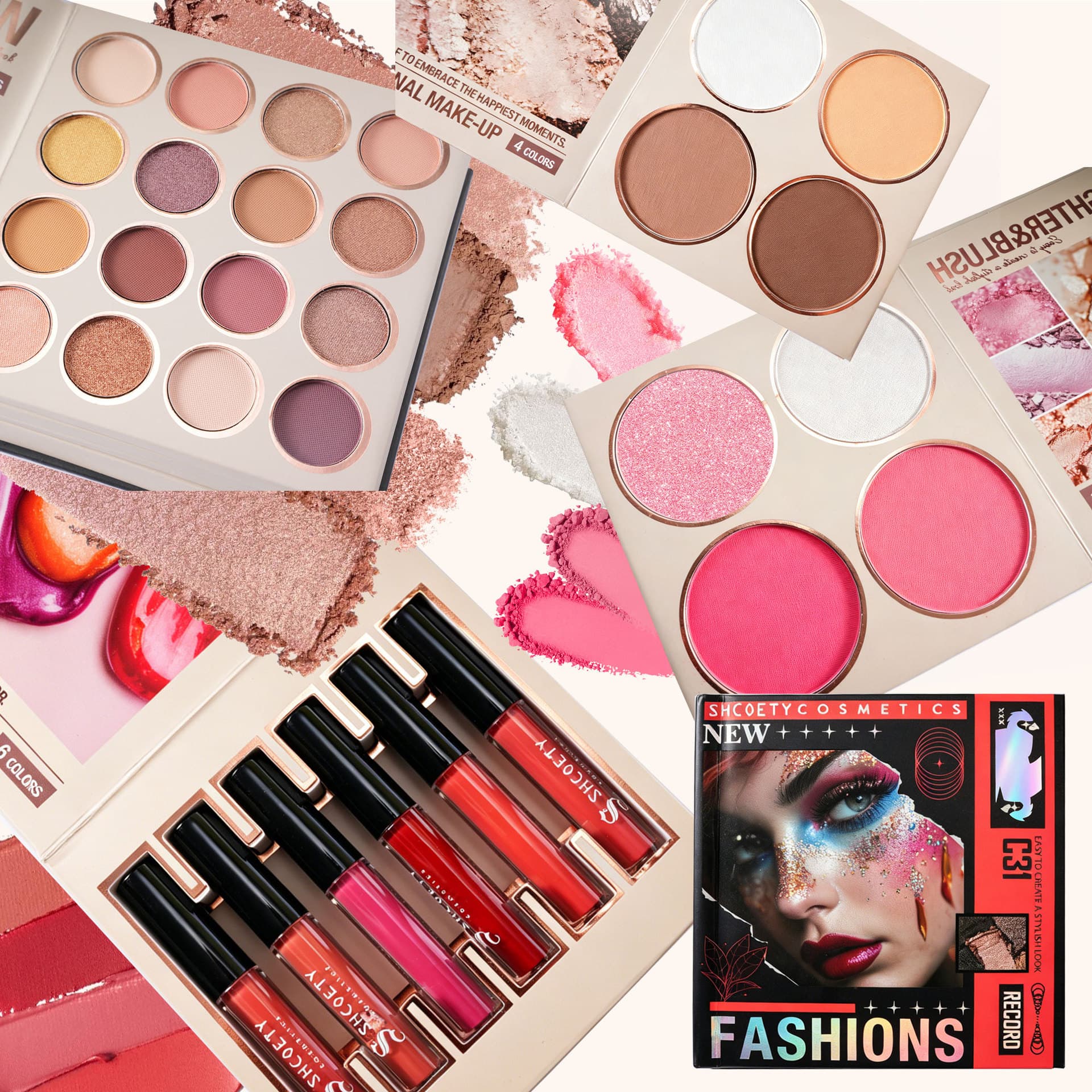 TEMU Hot-Selling Pearl Matte Contour Multi-Functional Book-Shaped Eyeshadow Palette 30-Color Makeup Set with Lip Gloss Cross-Border