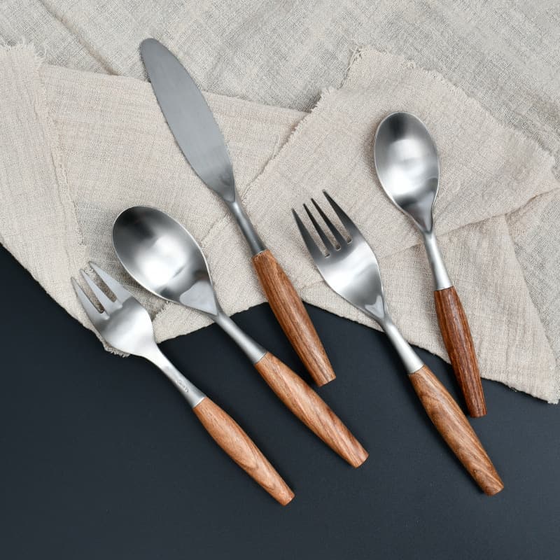 Rosewood Knife Fork Spoon Set 304 Stainless Steel Cutlery Brushed Matte Finish