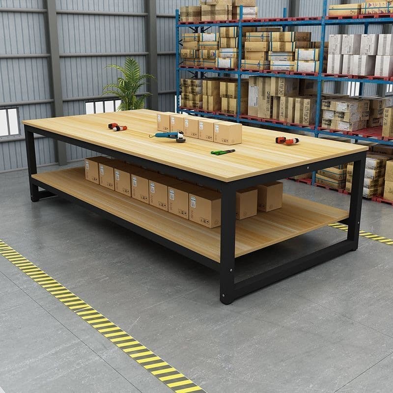 Workbench Double-Layer Express Packing Table Packaging Desk Assembly Line Workstation for Workshop Factory Assembly Inspection Lab