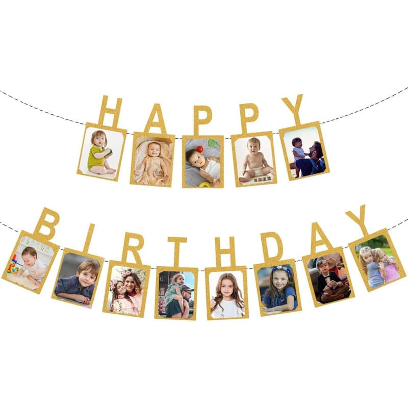 Cross-border Happy Birthday Photo Wall Garland Baby Sunday Birthday Party Decoration Banner