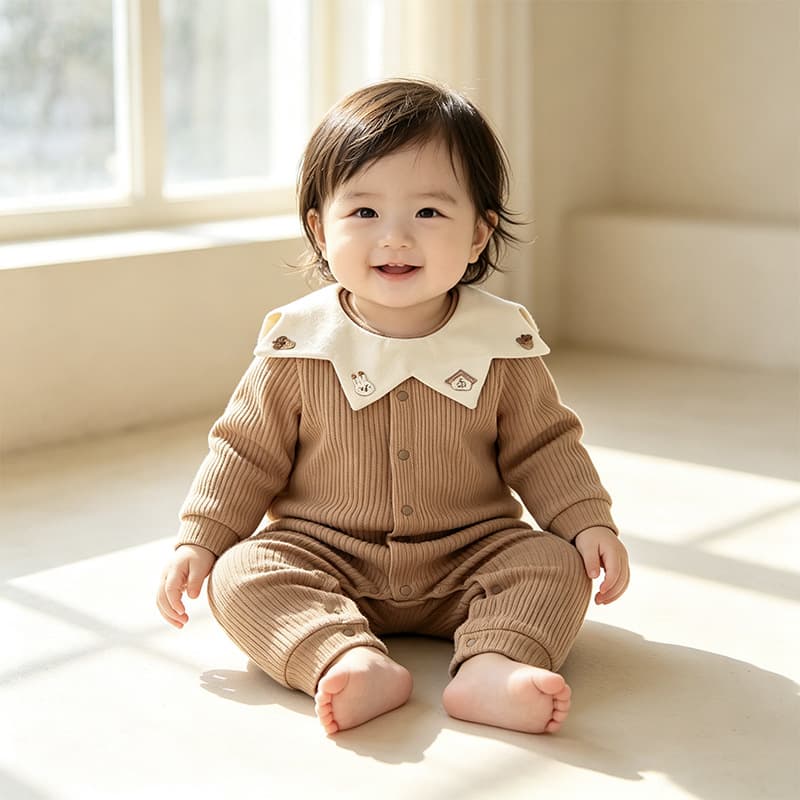 Autumn New Children's Clothing Baby Romper Cartoon Embroidered Collar Soft Cotton Comfortable Baby Boy Spring Autumn Jumpsuit Crawling Suit
