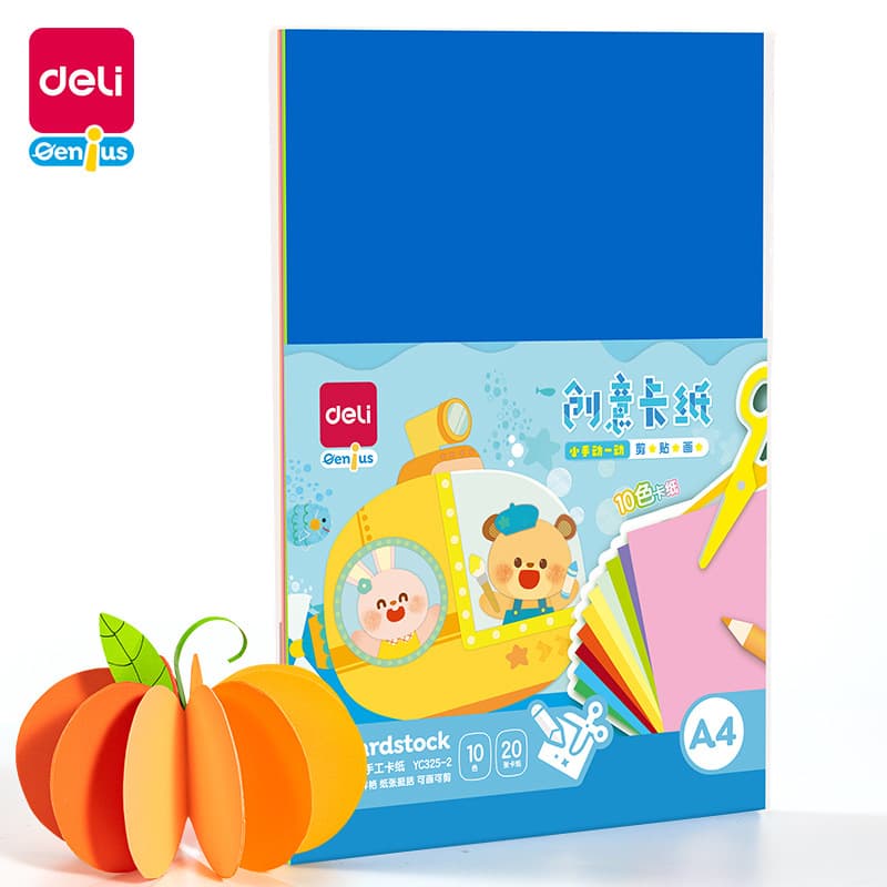 Deli YC325-2 Card Paper A4-10 Colors 20 Sheets (Assorted) (Bag)
