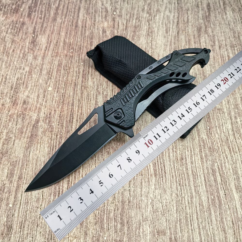 Outdoor Self-Defense Folding Knife with Sheath, Stainless Steel Pocket Knife, Hunting Survival Folding Knife, Multi-Functional Sharp Knife