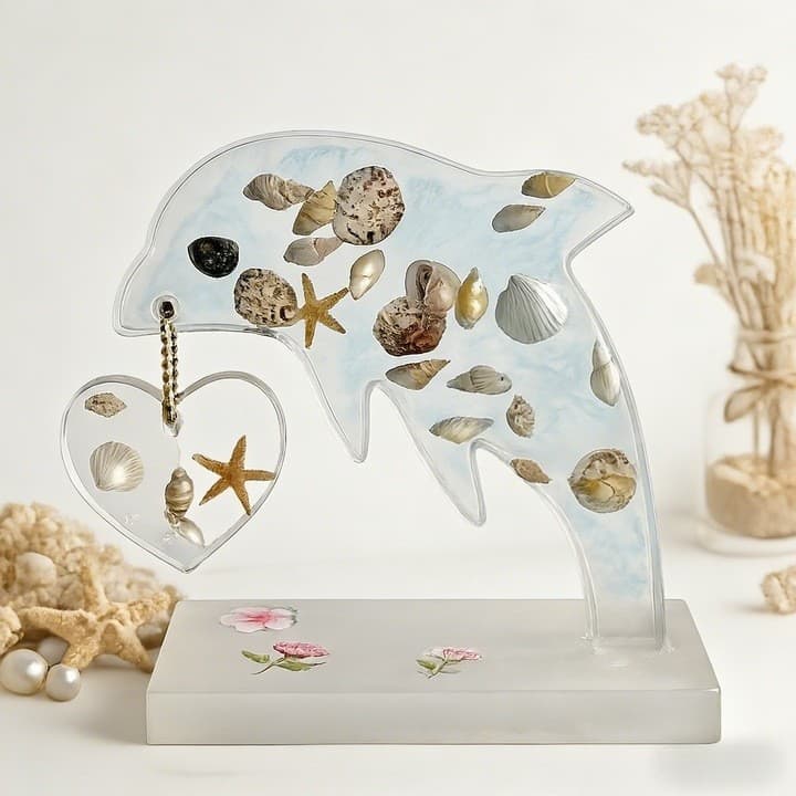 New and Good DIY Crystal Glue Heart Photo Frame Mold Dolphin Crystal Photo Frame Table Hanging Ready Stock Wholesale