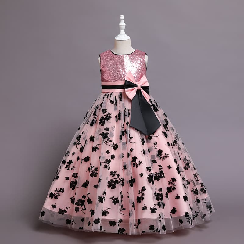 Children's Formal Dress Wedding Gown European and American Performance Costume Host Girl Evening Gown Long Dress Little Girl Birthday Princess Dress