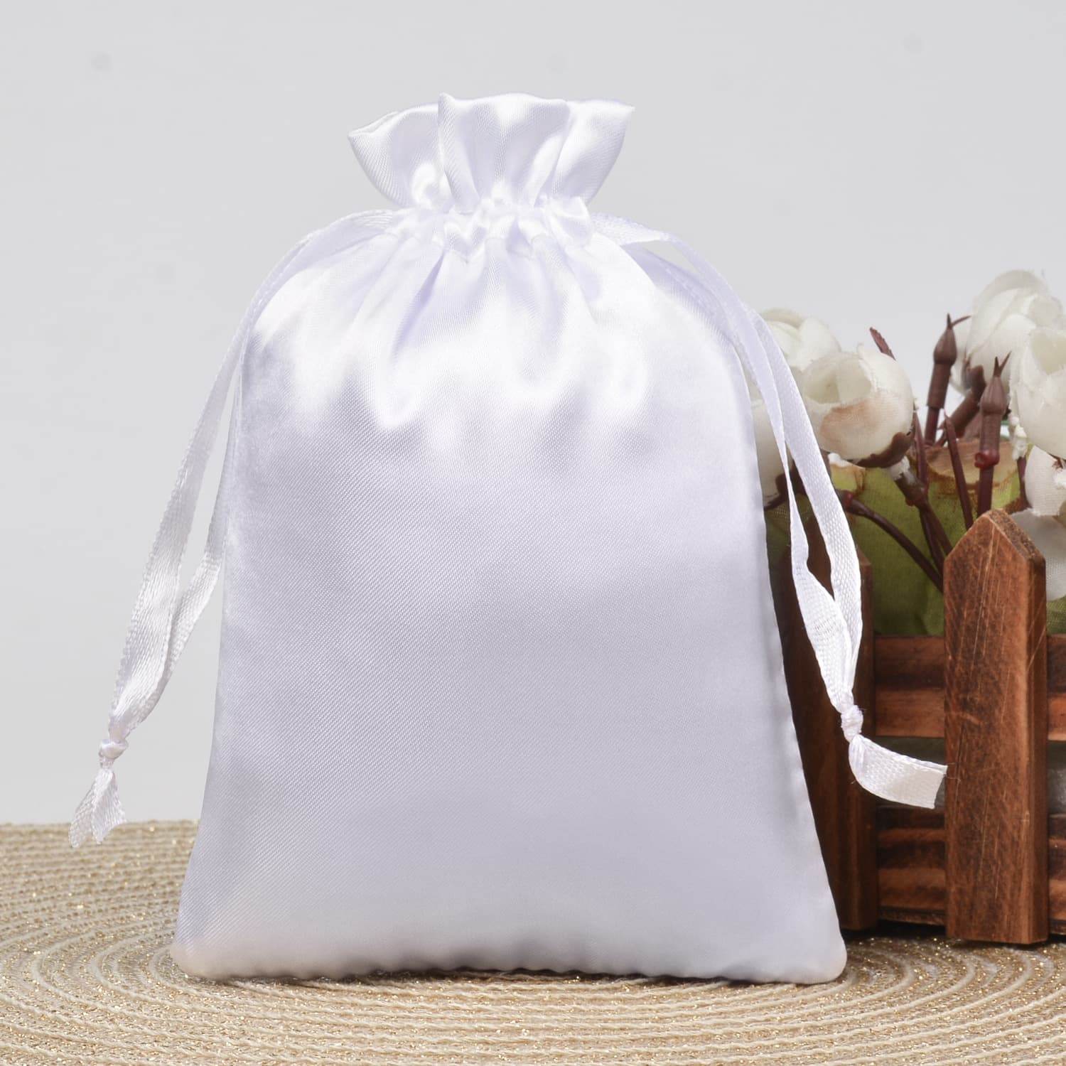 Satin Faux Silk Drawstring Pouch Gift Bag Jewelry Packaging Bag Wig Storage Bag