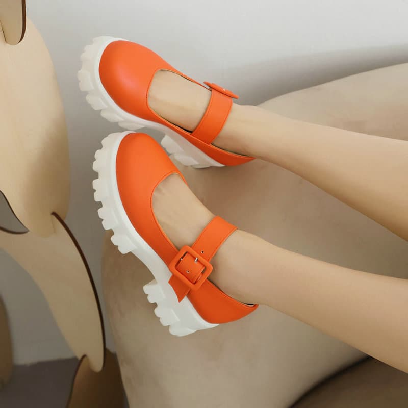JK Shoes Japanese Style Chunky Heel White Retro Mary Jane Shoes High Heel Thick Sole Leather Shoes for Women Autumn Spring Punk Women's Flats