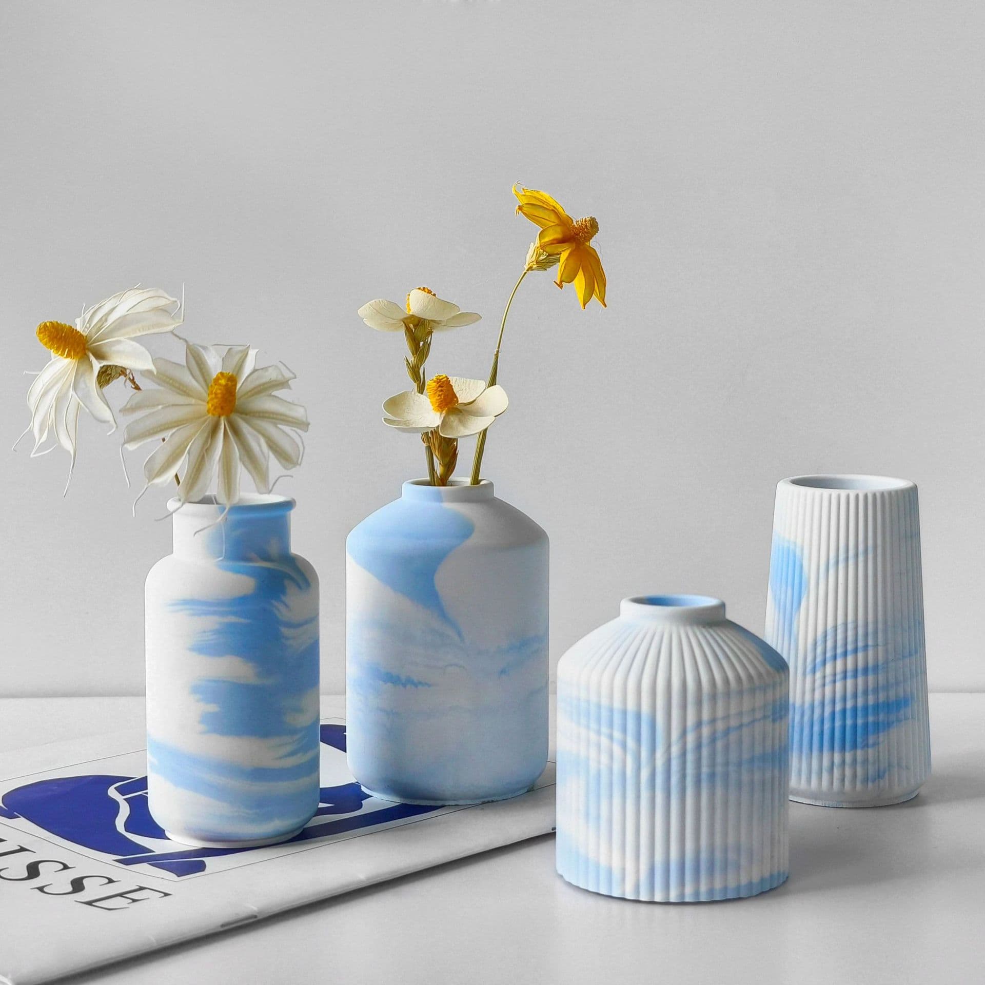 Jiahuimei Vase Decoration Crystal Resin Silicone Mold DIY Gypsum Cement Flower Arranger Storage Resin Mold