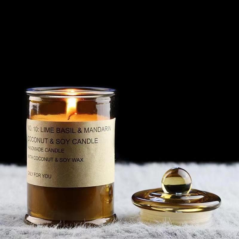Sealed Amber Glass Aromatherapy Candle Cup, Home Indoor Candle Holder Decoration, Multi-functional Large Tea Canister Storage Jar