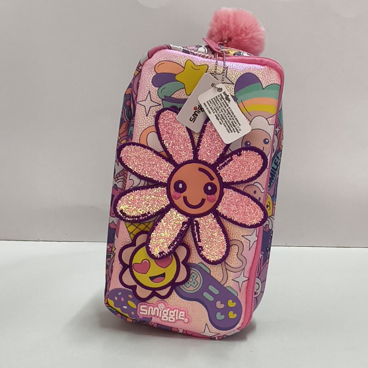 Australia Smiggle Pencil Case Large Capacity Flower Double Layer for Primary and Secondary School Students Outdoor Leisure Bag