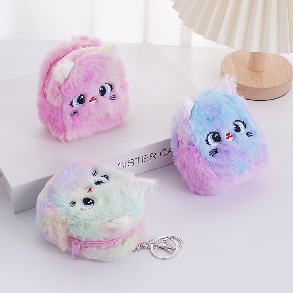 Cross-border Cartoon Cute Girly Plush Coin Purse, Mini Wallet, Korean-style Fresh Earphone Storage Key Pouch