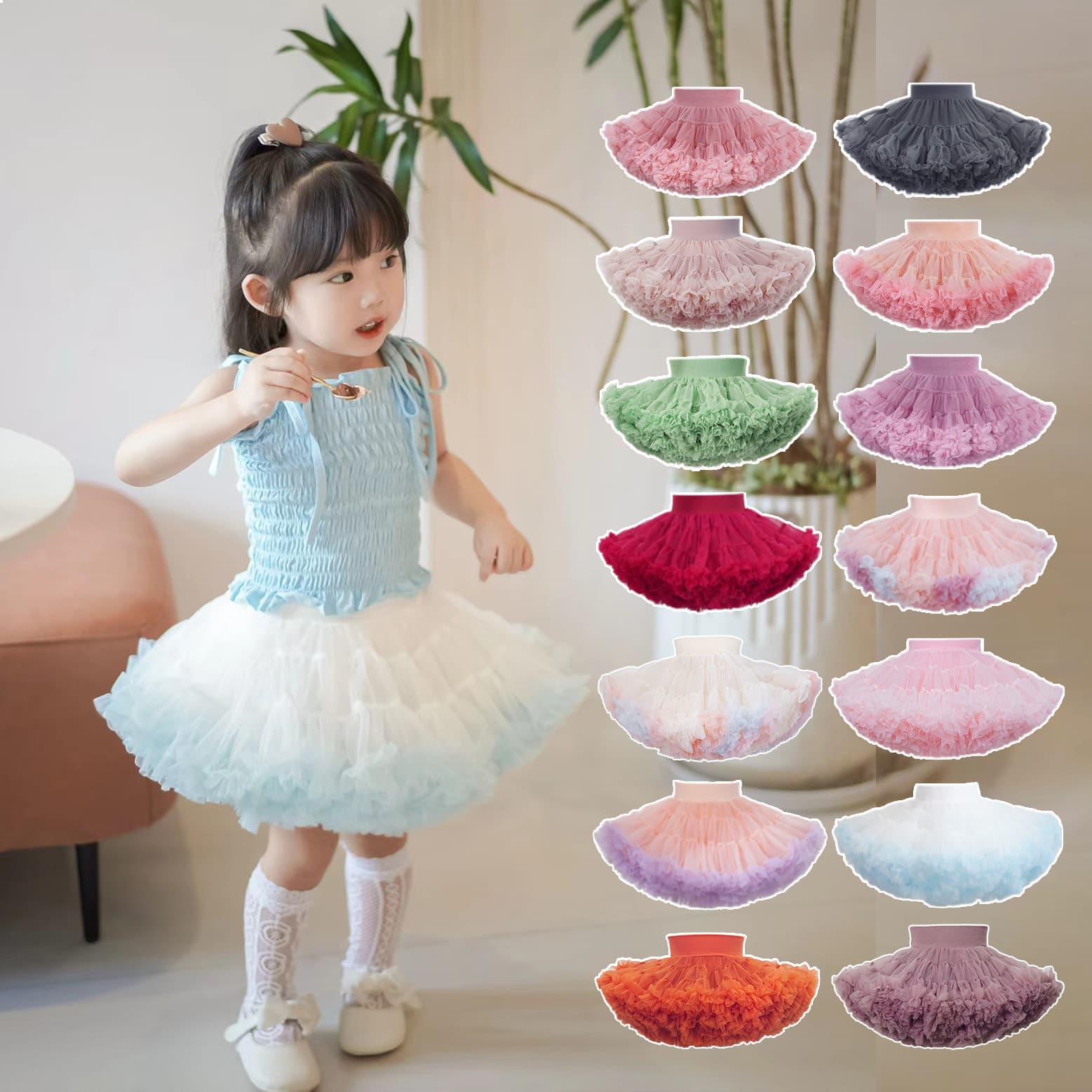 2nd Generation Children's TUTU Half Skirt Full Mesh Wide Waist Ballet Cute Princess Cake Tutu Skirt Drop Shipping