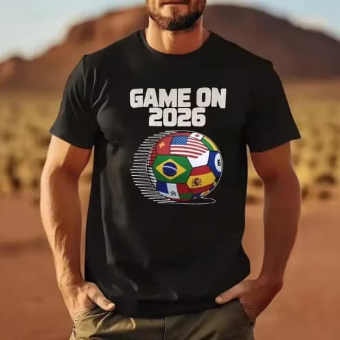 Men's 2026 World Cup Soccer T-Shirt with National Flags Print