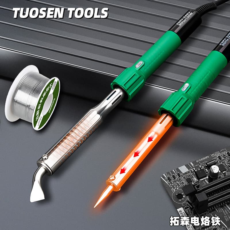 Tuosen Hardware Tools Welding Soldering Iron Plastic Handle Outer Heating Element High Temperature High Power Soldering Iron Pointed Electric Soldering Iron