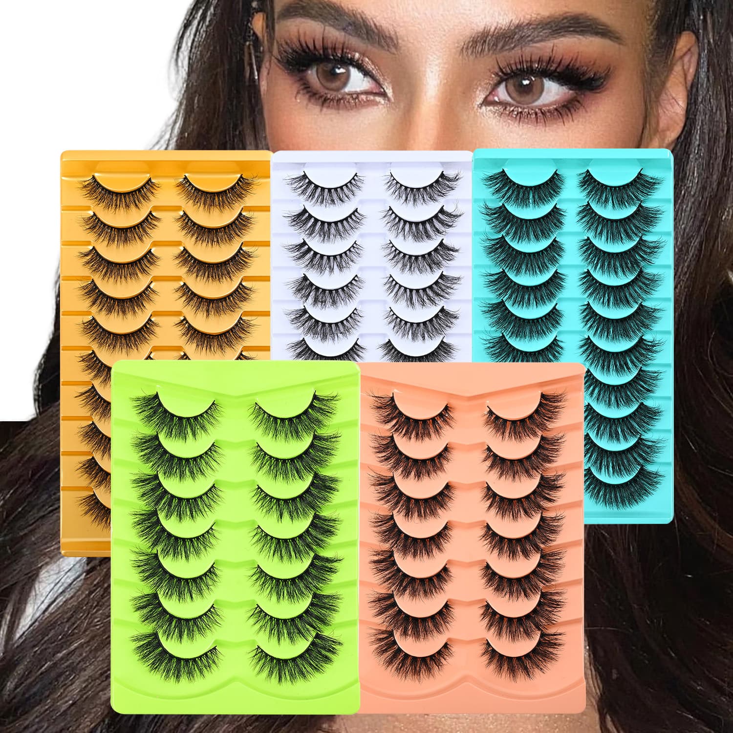 Cross-border thick full-piece false eyelashes One-piece thick European and American style big eye curling eyelashes