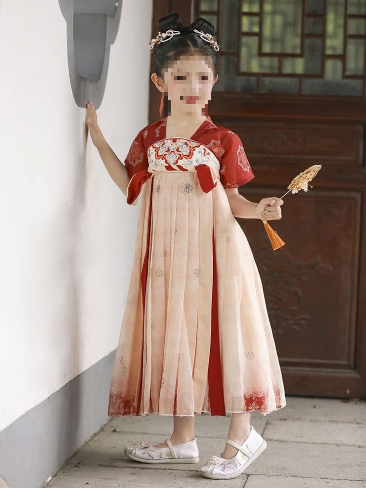 Hanfu Girls' Summer New Style Summer Children's Ancient Costume Skirt Baby Super Fairy Ancient Wind Short Sleeve Modified Ru Skirt