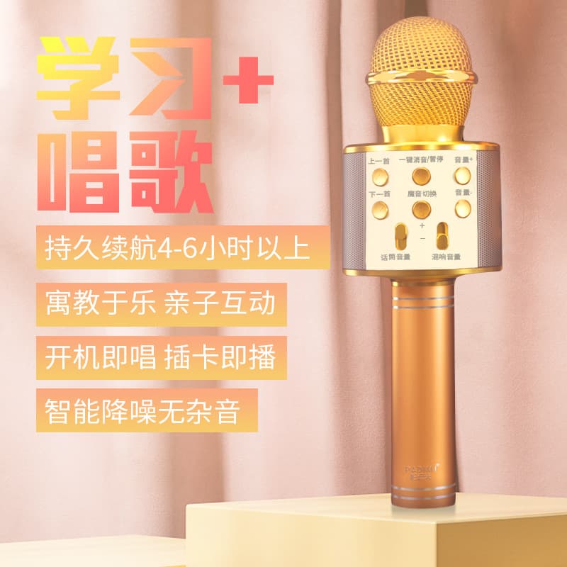 WS858 Original High-Quality Wireless Karaoke Microphone with TF Card/USB/Radio Speaker Combo for Home Use