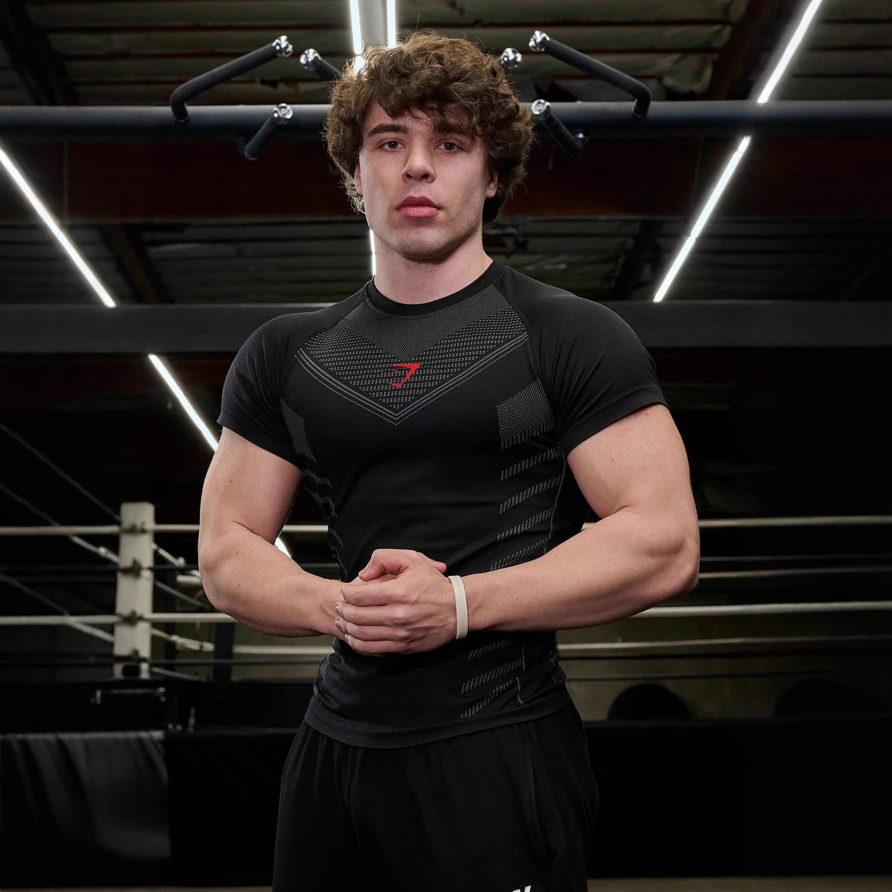 GYMSHARK Men's T-Shirt Muscle Sports Fitness Quick-Dry Breathable Stretch Short Sleeve Outdoor Running Training Top
