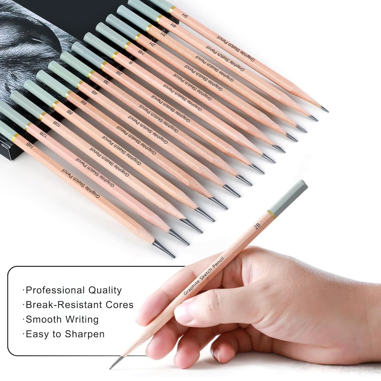 14 sketch pencils for art students, beginner drawing charcoal pens, black charcoal and white charcoal sketch pencils