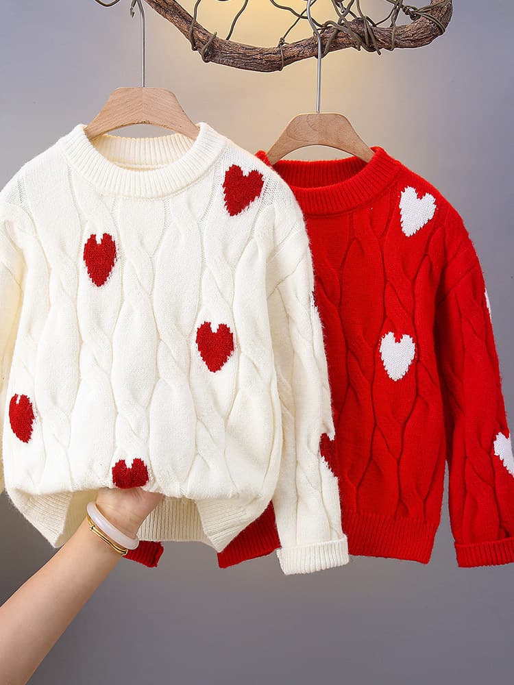 Girls' Round Neck Thick Thermal Knit Base Layer Shirt Autumn Winter Stylish Sweater Baby Winter Wool Sweater
