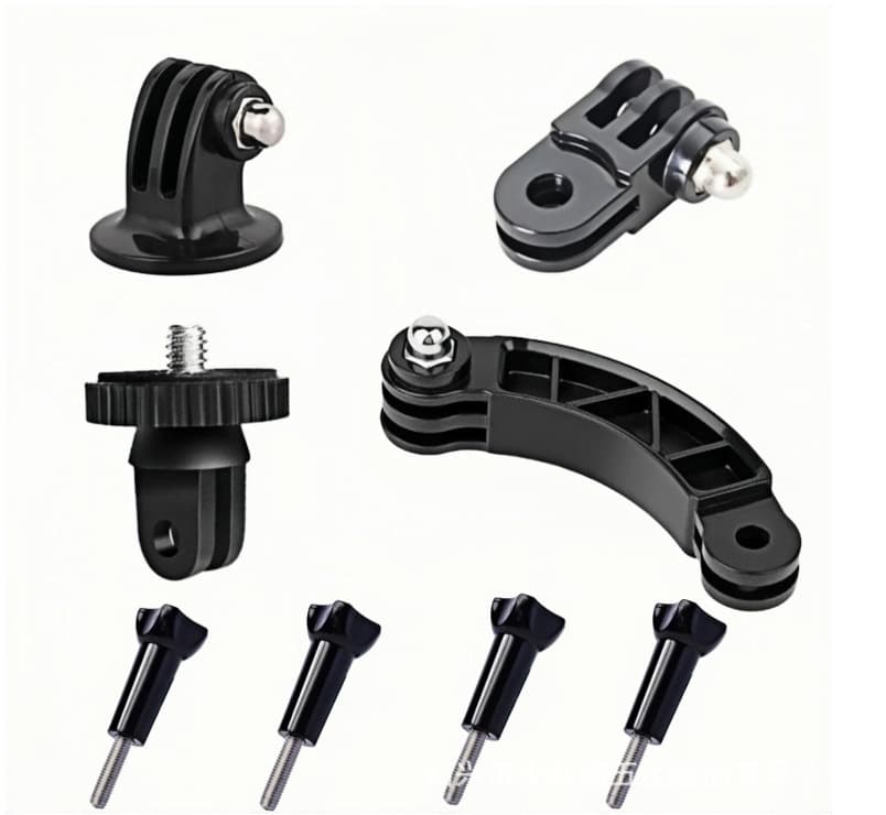 Action Camera Universal Accessory J-Type Adapter Base with Long Screw Integrated Base and Selfie Five-Finger Ring