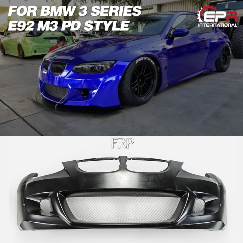 BMW E92 M3 Full Body Kit Modification PD Style Carbon Fiber Full Wide Body Front and Rear Bumper Add-on